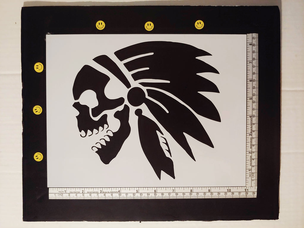 Biker Indian Chief Skull 11" x 8.5" Custom Stencil FREE SHIPPING