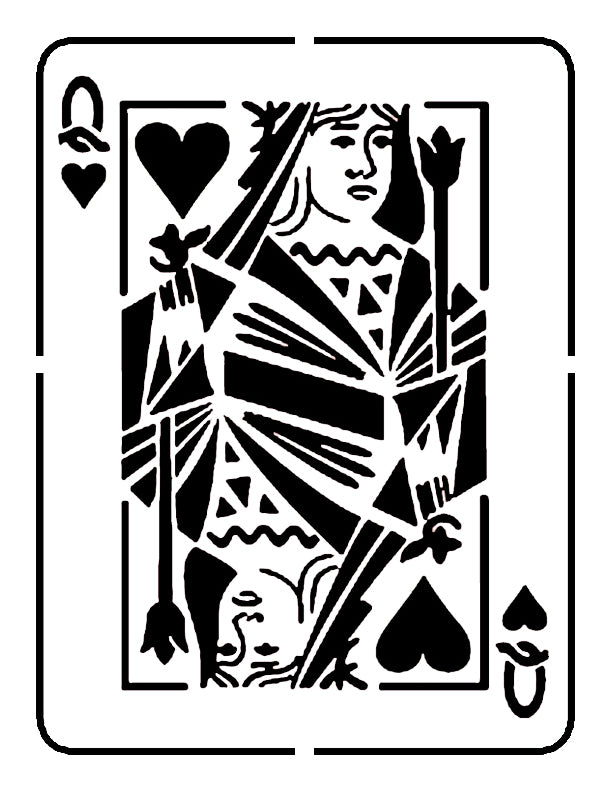 Queen of Hearts Playing Card - Stencil