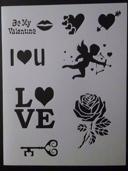 Baby Cupid Heart Bow Arrow Valentines Day - Stencil