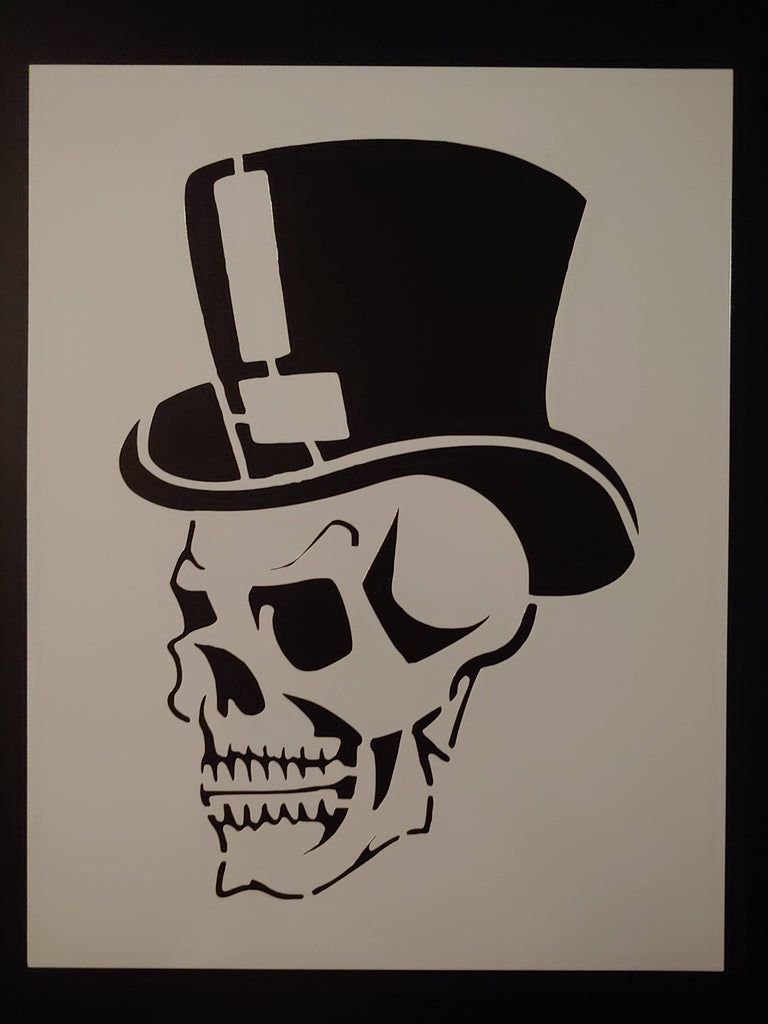 Skull With Top Hat Evil Halloween Custom Stencil - FAST FREE SHIPPING