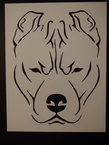Pitbull Pit Bull Dog Face #1 Custom Stencil - FAST FREE SHIPPING