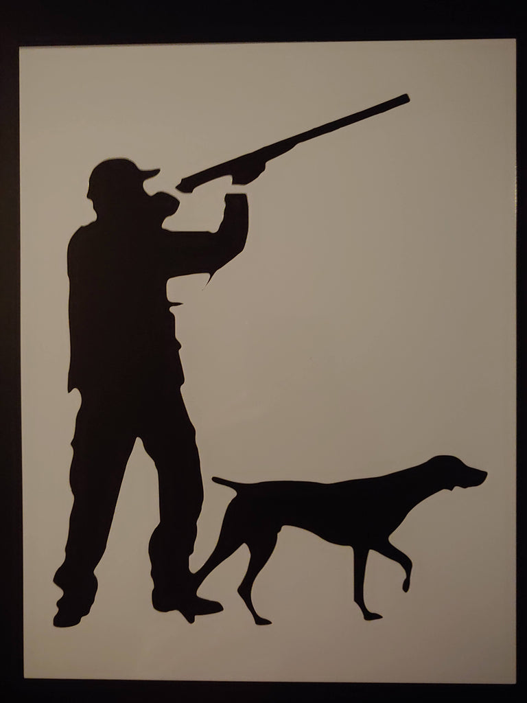 Man Hunting With Dog Bloodhound Duck Hunt Custom Stencil - FAST FREE SHIPPING