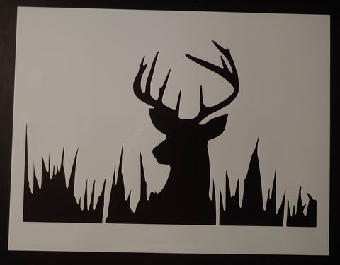 Deer Buck in Grass Wilderness Hunting 8.5" x 11" Sheet Custom Stencil