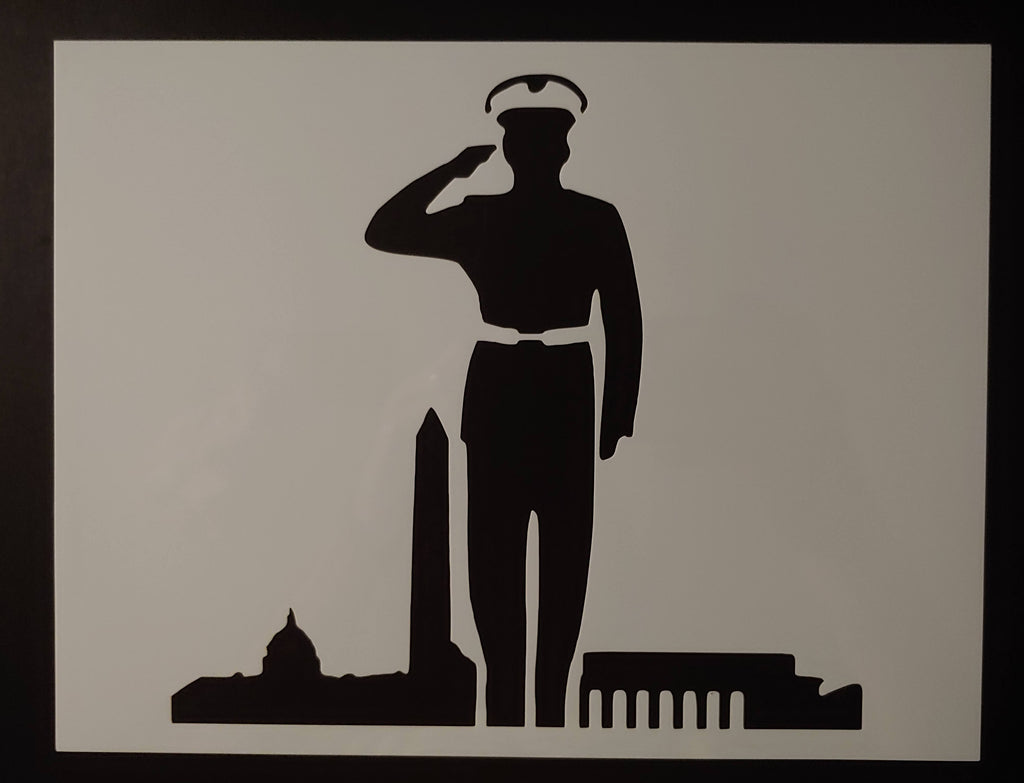 Military Soldier Salute Saluting DC 8.5" x 11" Sheet Custom Stencil