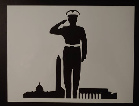 Military Soldier Salute Saluting DC 8.5" x 11" Sheet Custom Stencil