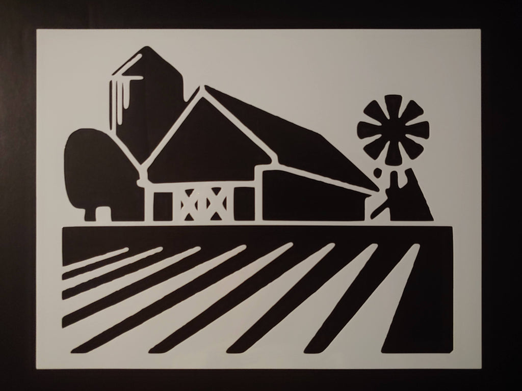 Farm Barn Silo Windmill Field 8.5" x 11" Sheet Custom Stencil FAST FREE SHIPPING