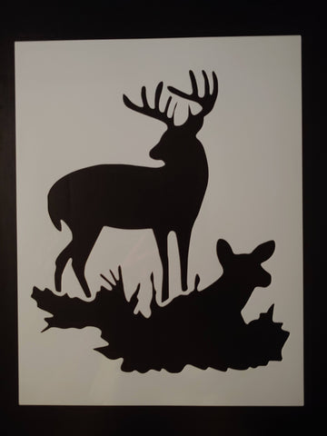 Deer Buck Doe in Grass 8.5" x 11" Sheet Custom Stencil FAST FREE SHIPPING