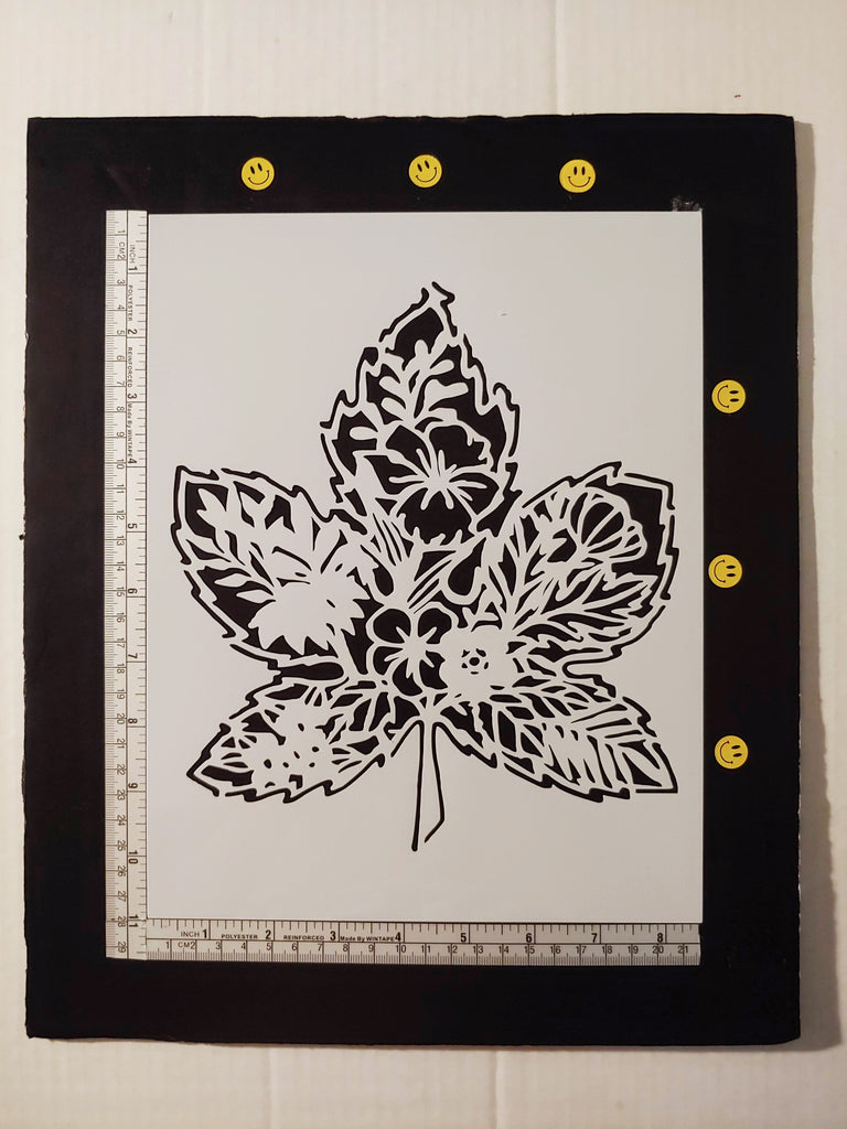 Leaf with Flower Pattern * Awesome * Custom Stencil Sheet FAST FREE SHIPPING