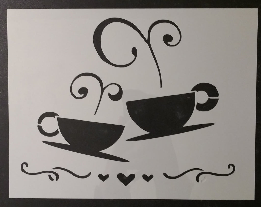 Coffee Tea Cups Cup Kitchen Custom Stencil