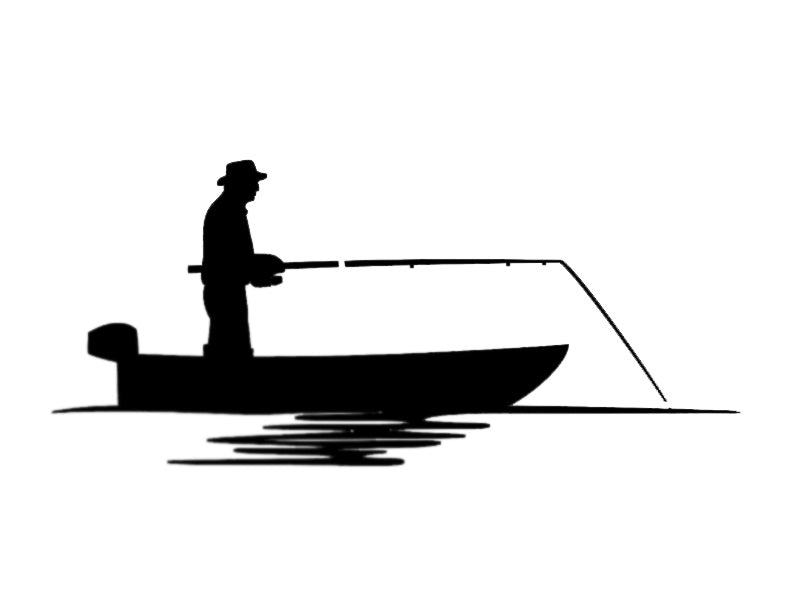 Man Fishing for Fish From His Boat - Custom Stencil