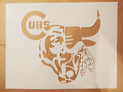 Chicago Cubs Bears Bulls Blackhawks Montage Custom Stencil