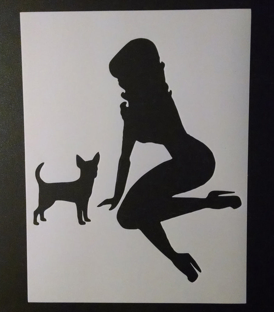 Chihuahua and Woman - Stencil