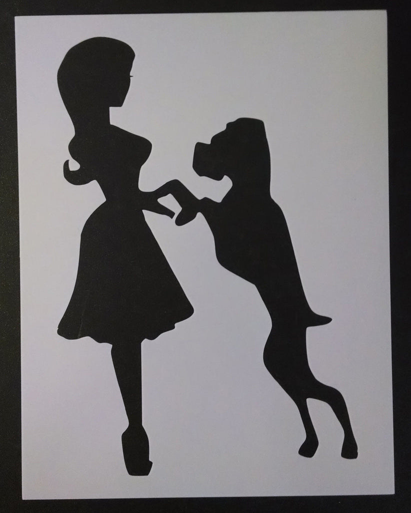 Dog and Woman - Stencil
