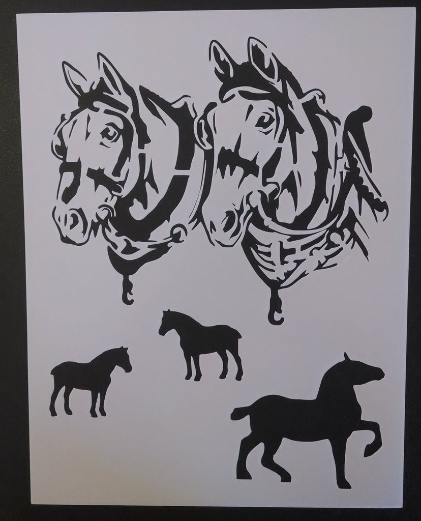 Draft Horses In Harness - Stencil