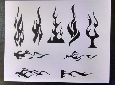 Pin Stripe Flames - Stencil