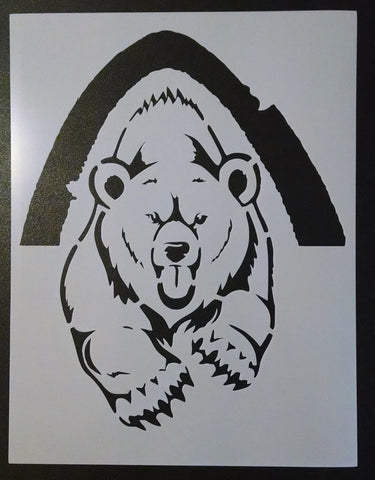 Grizzly Bear Running Out Of Cave - Stencil