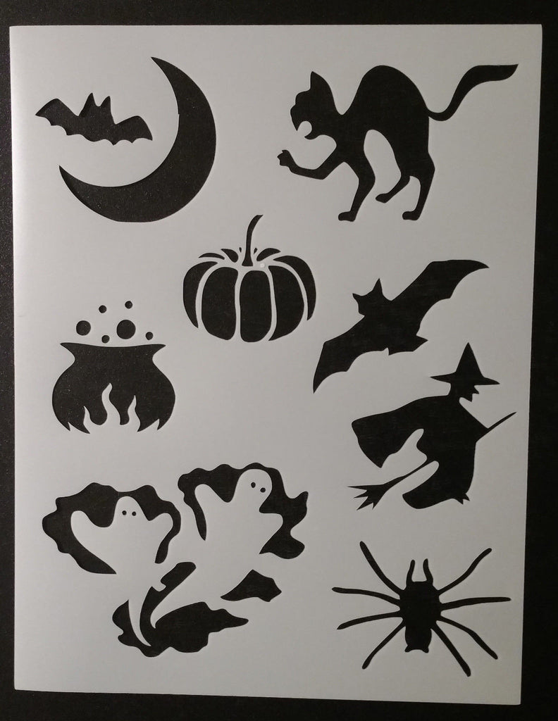 Halloween Bat Cat Pumpkin Witch Etc Decorations - Stencil