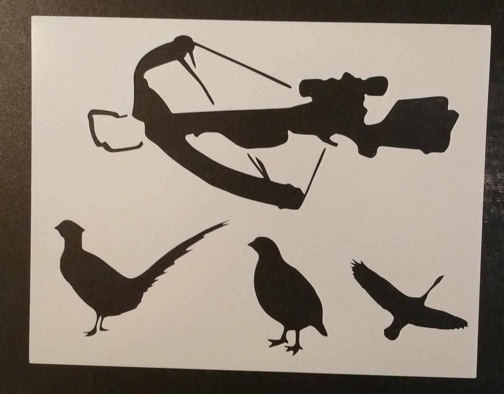 Cross Bow with Pheasants / Birds - Stencil