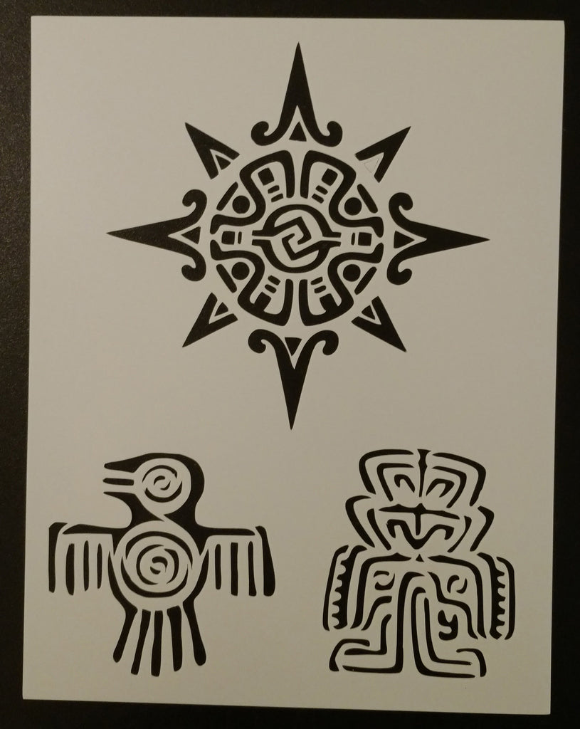 Mayan / Aztec Mexican Symbols - Stencil
