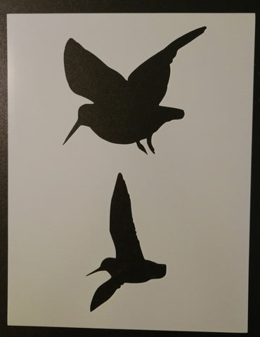 A pair of woodcocks flying stencil