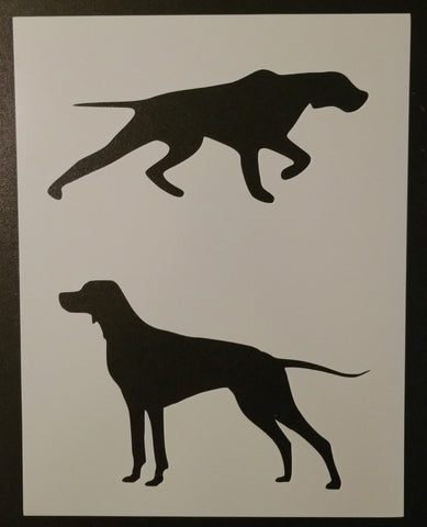 2 English Setter Silhouettes on one stencil sheet.