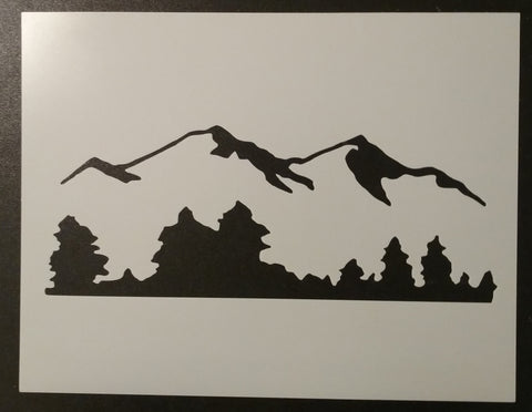 Mountains and Trees - Stencil
