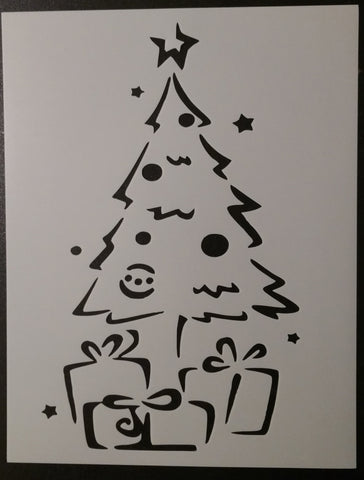 Christmas Tree with Gifts / Presents - 8.5" x 11" Stencil