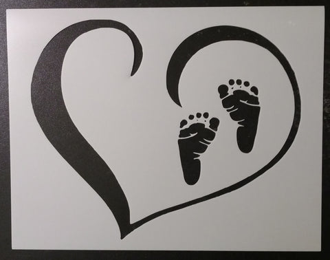 Baby Footprints in Heart 11" x 8.5" Stencil