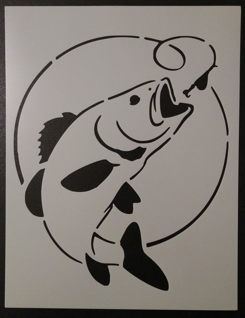 Bass Fish Fishing - Stencil
