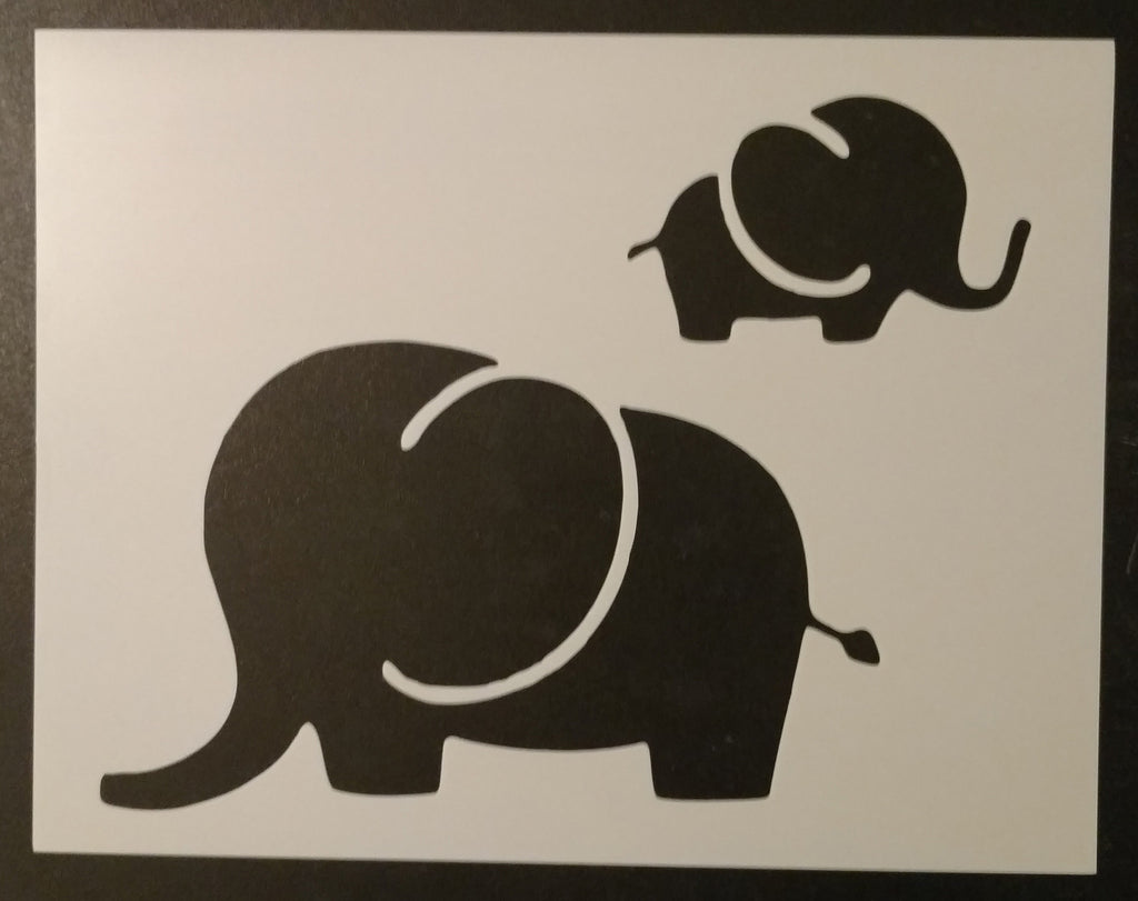 Mom and Baby Elephant - Stencil