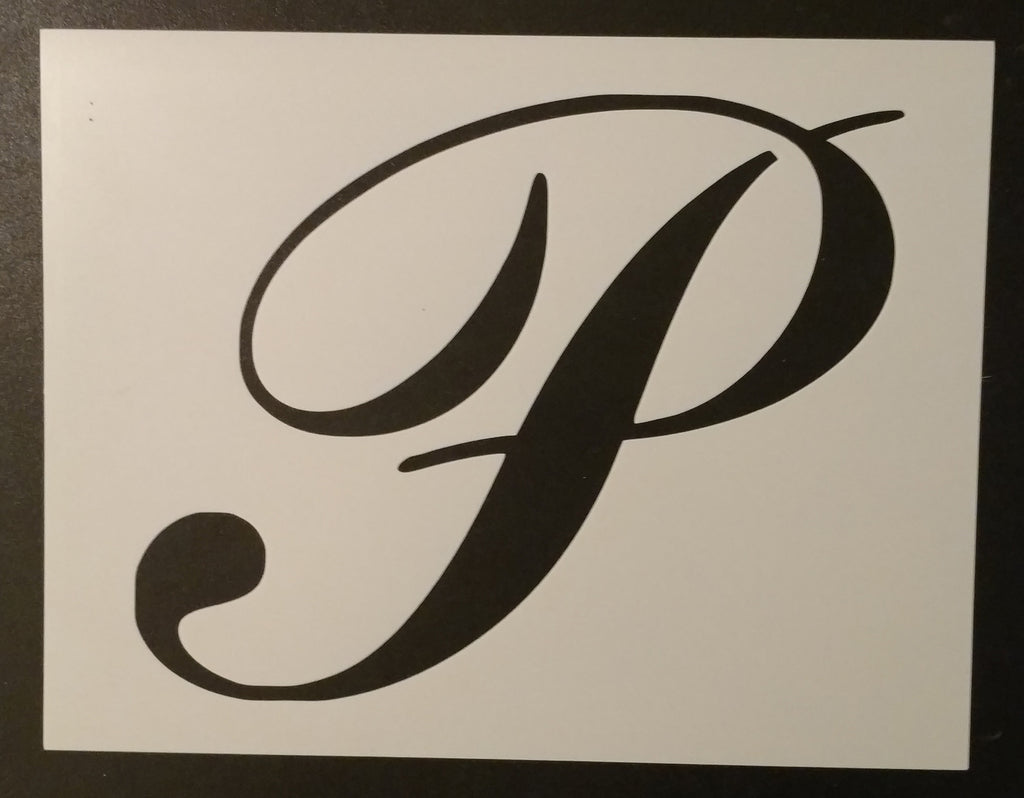 Large Big Script Cursive Letter P - Stencil