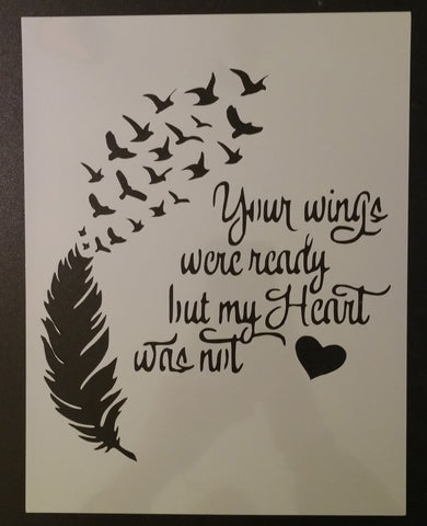 Wings Ready Heart Not Feather Birds - Stencil