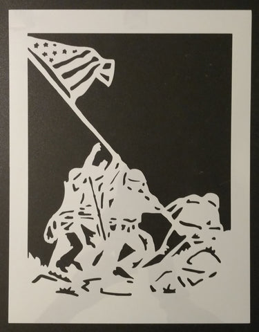 Iwo Jima Flag Raising - Stencil