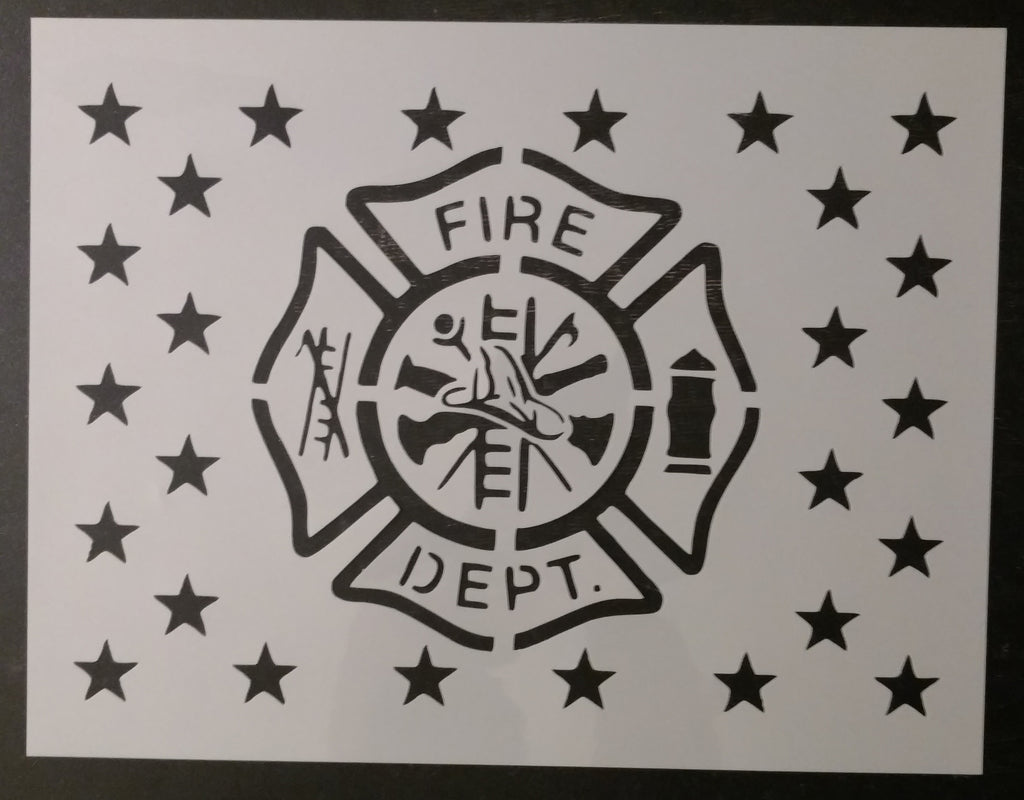 Fire Department Flag 11" x 8.5" Custom Stencil FAST FREE SHIPPING