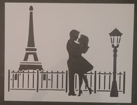 Paris Eiffel Tower Love Man Woman Kissing Custom Stencil