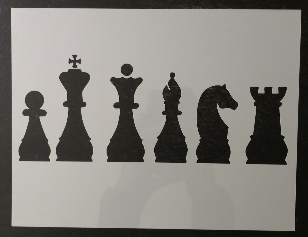 Chess Piece Pieces Knight Rook Queen King Bishop Pawn Custom Stencil