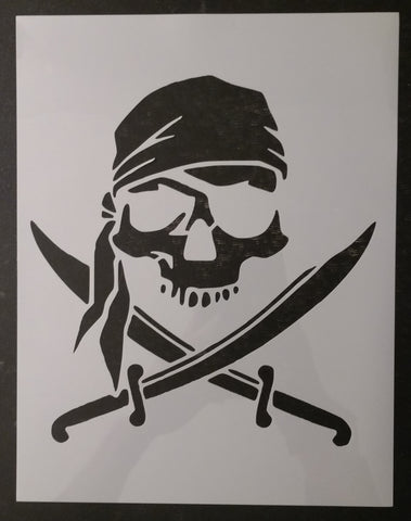 Pirate Skull Patch Flag Bandana Custom Stencil