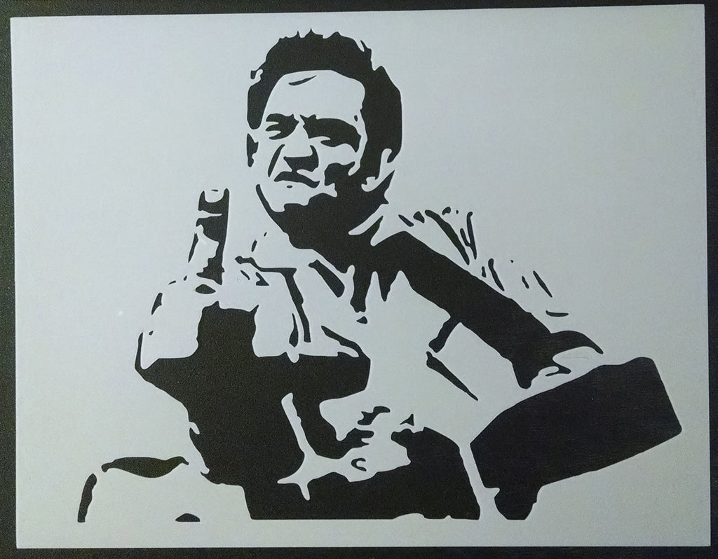 Johnny Cash Giving The Middle Finger - Stencil