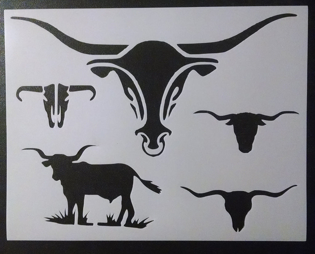 Longhorn Steer Bull Head / Skull - Stencil