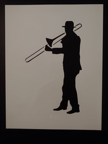 New Orleans Jazz Musician Trombone Player 8.5x11 Custom Stencil