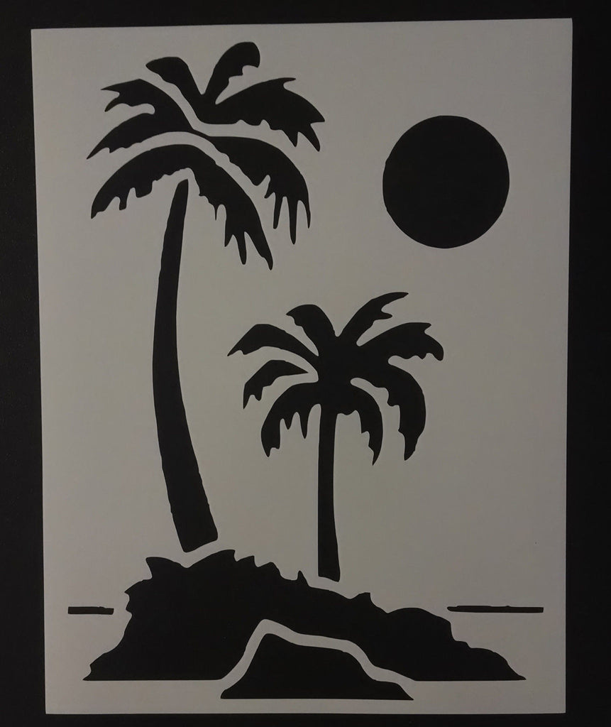 Palm Trees On Beach - Stencil