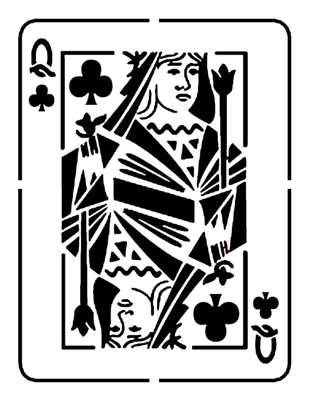 Queen of Clubs Playing Card - Stencil