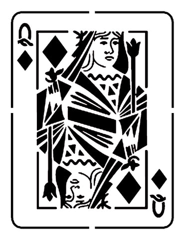 Queen of Diamonds Playing Card - Stencil