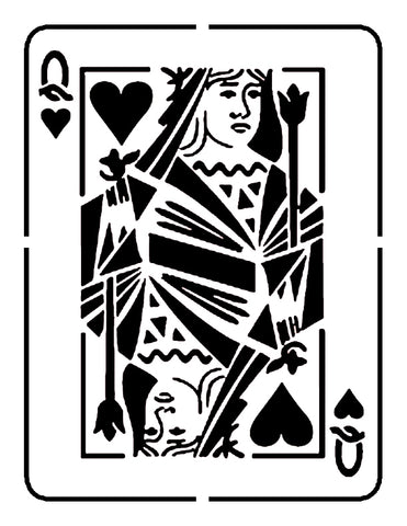 Queen of Hearts Playing Card - Stencil