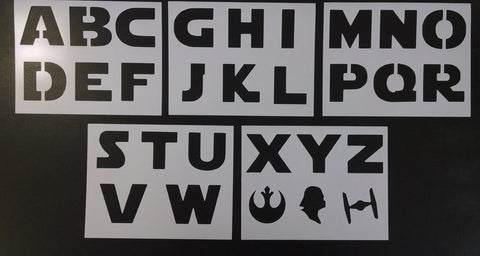 Star Wars Font Alphabet - 3" Tall Letters - 5-Sheet Set - Stencil