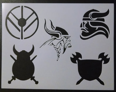 Viking Heads and Shields  - Stencil