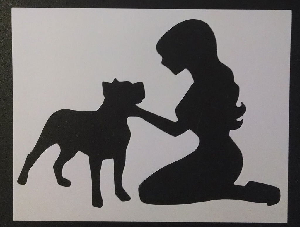 Pitbull and Woman - Stencil