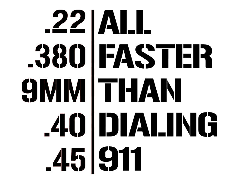 Faster Than Dialing 911 Gun Calibers 11" x 8.5" Custom Stencil FAST FREE SHIPPING