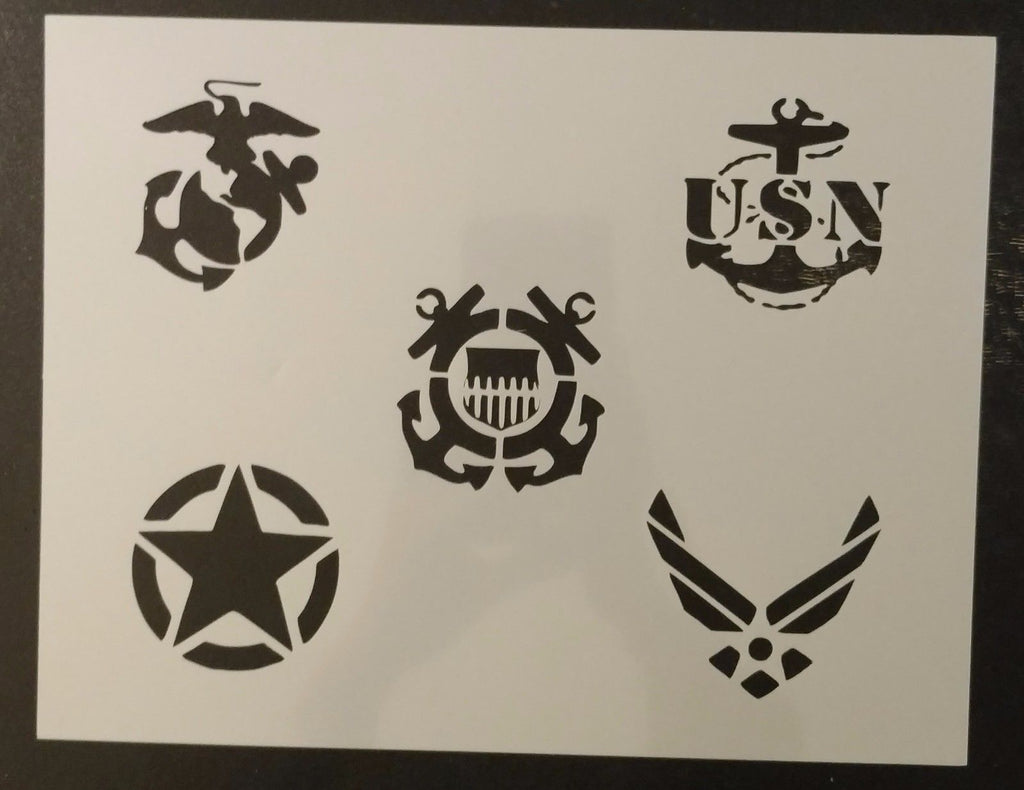 5 Branches of the Military Army Air Force Marines Navy Coast Guard Custom Stencil